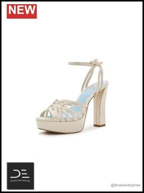 Strappy Platform High Heel Sandals Woven Detail Block Heel